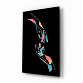 Abstract Colorful Hands Glass Wall Art.